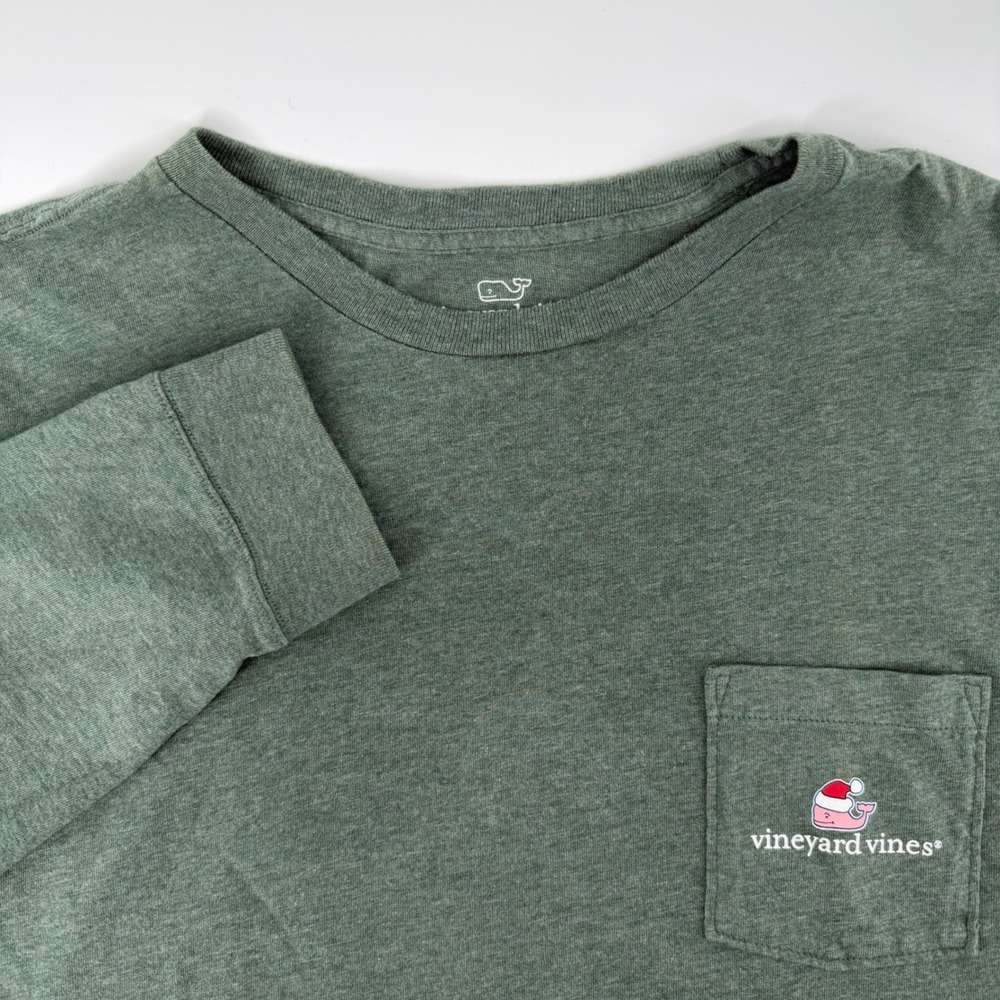 Vineyard Vines Mens Medium Long Sleeve Christmas in Dixie Pocket T Shirt‎